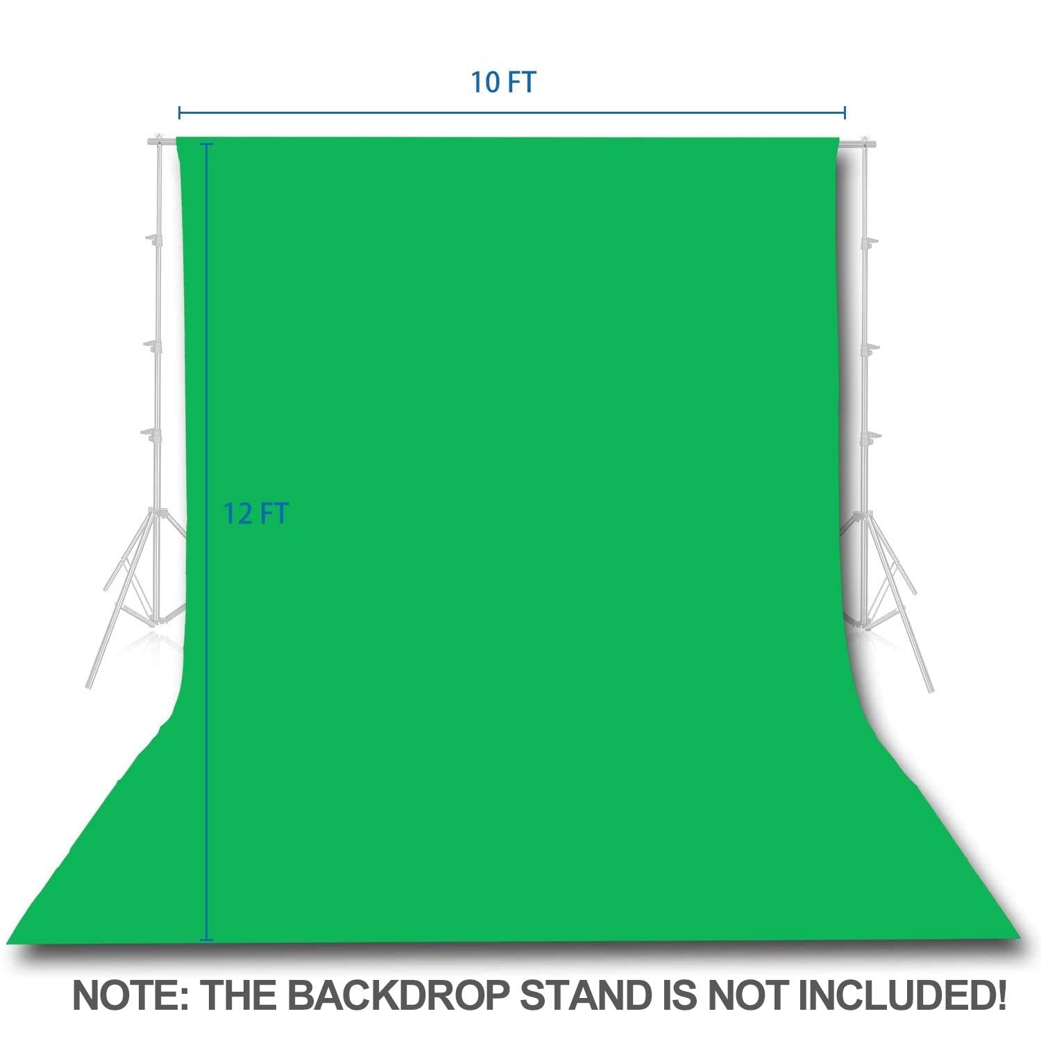 Emart Green Screen Backdrop, 10 X 12 Ft Photography Green Background For Streaming Zoom, Small Photo Muslin Green Curtain With 4