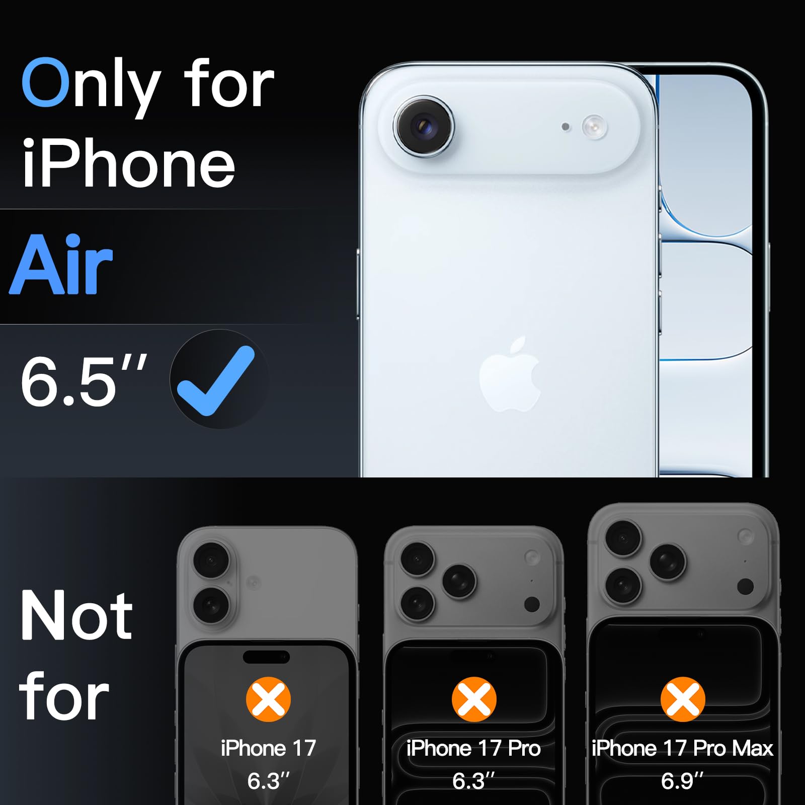 Jetech Screen Protector For Iphone 17 Air, Tempered Glass Film With Easy Installation Tool, 9H Hardness, Case-Friendly, 6.5-Inch