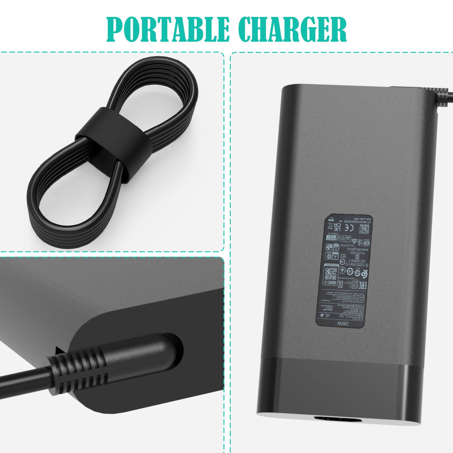 280W 20V 14A Ac Charger Adapter For Hp Omen Gaming Laptop Tpn La27 Tpn Ca26 A280A011P Pa 1281 08Ht M94073 001 M94073 002 M95376 001 Hp Zbook Fury G9 Laptop Power Supply Cord