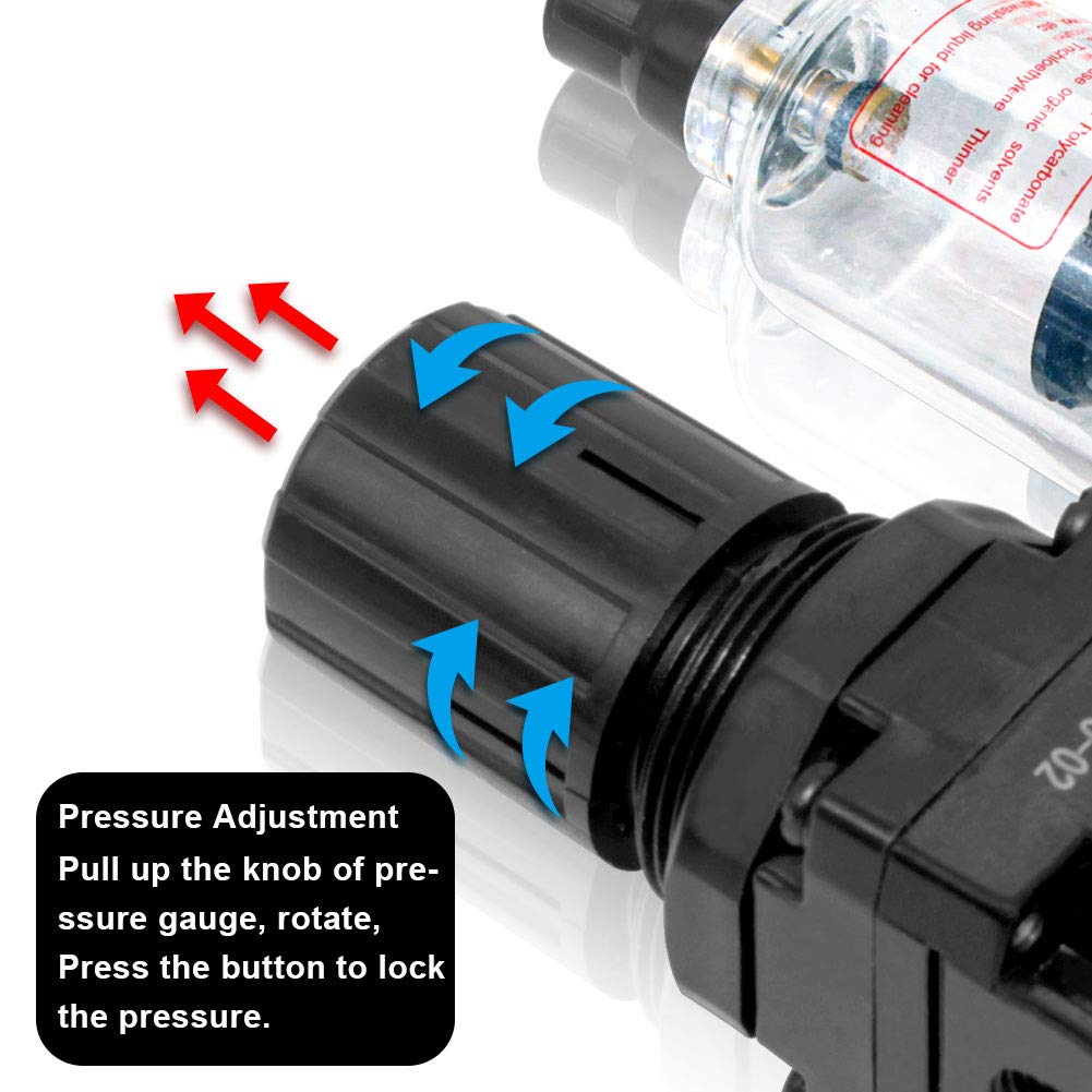 Beduan Semi Auto Drain Pneumatic Air Filter Pressure Regulator 1/4 Inch Npt Dryer Compressor Kit With Gauge