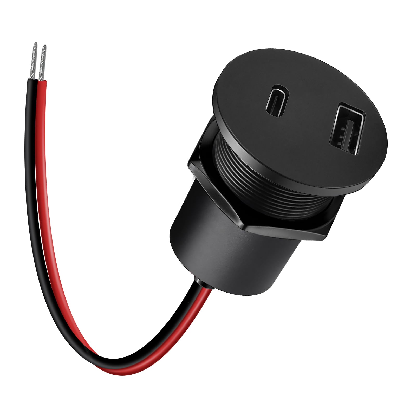 Acegoo 12V Usb Outlet 30W Pd Type-C & 18W Qc3.0 Aluminum Usb Charger Socket Dual Port Fast Charging Recessed Mount Replacement C