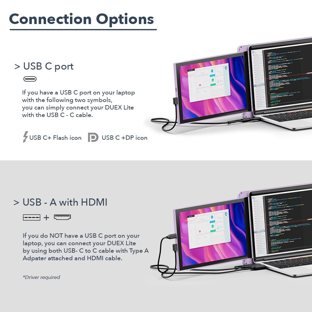 New Mobile Pixels Duex Lite Portable Monitor For Laptops(2025 Upgraded), 12.5 Full Hd Ips Laptop Screen Extender, Usb C/Hdmi Pow