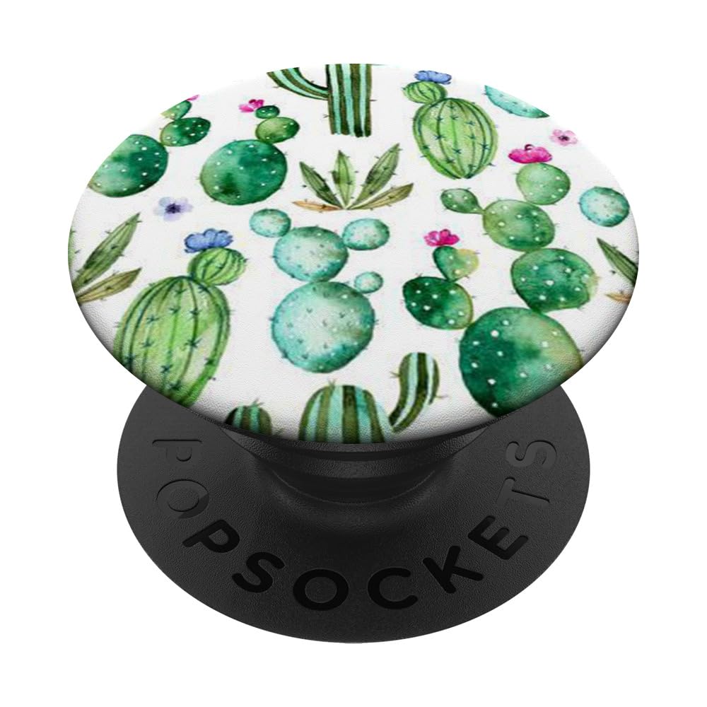 Cute Cactus Background Pattern Design On White Popsockets Standard Popgrip