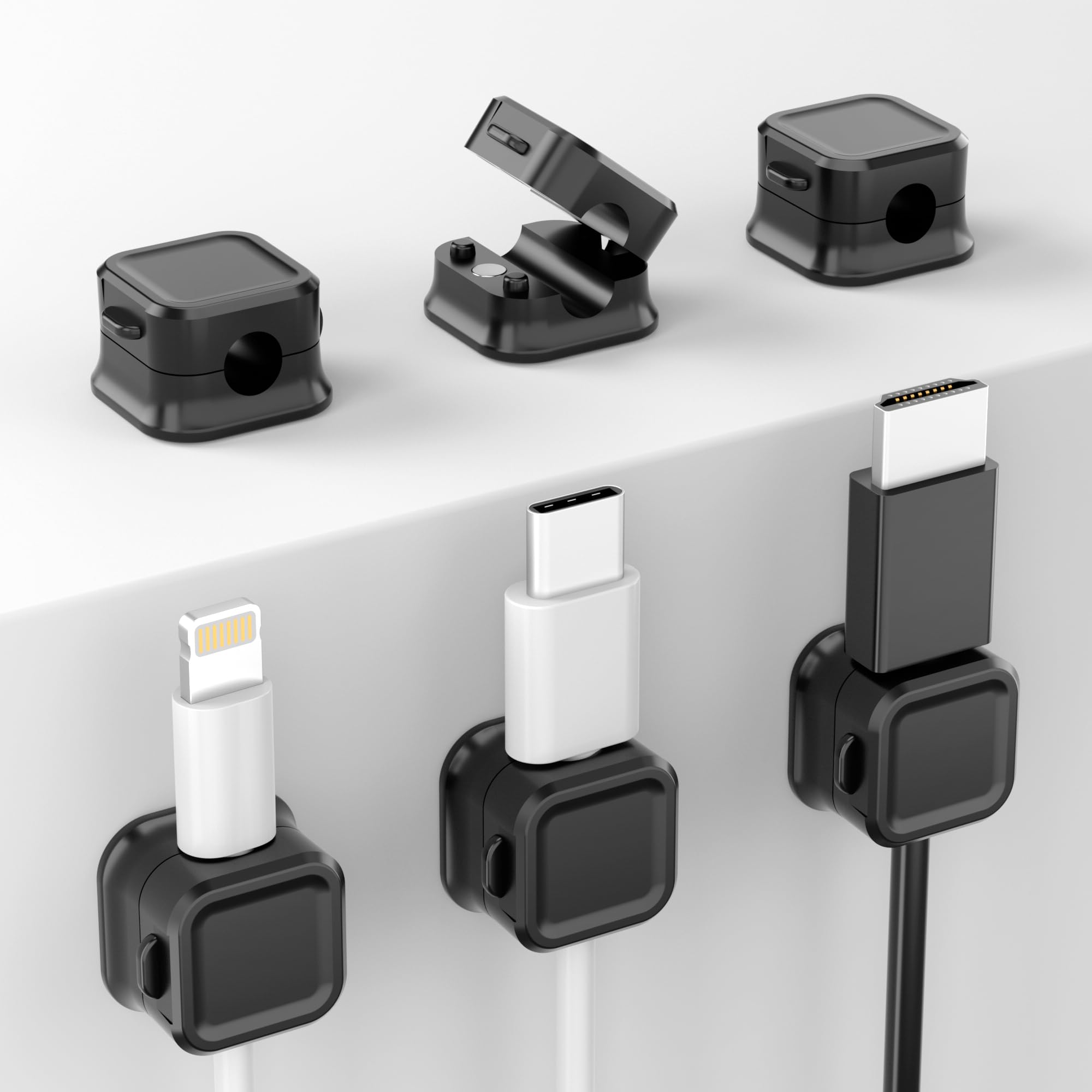 Magnetic Cable Clips, 6 Pack Cord Organizer Holder, For Desk Cable Management, Adhesive Wire Keeper For Desk In Bedroom Living R