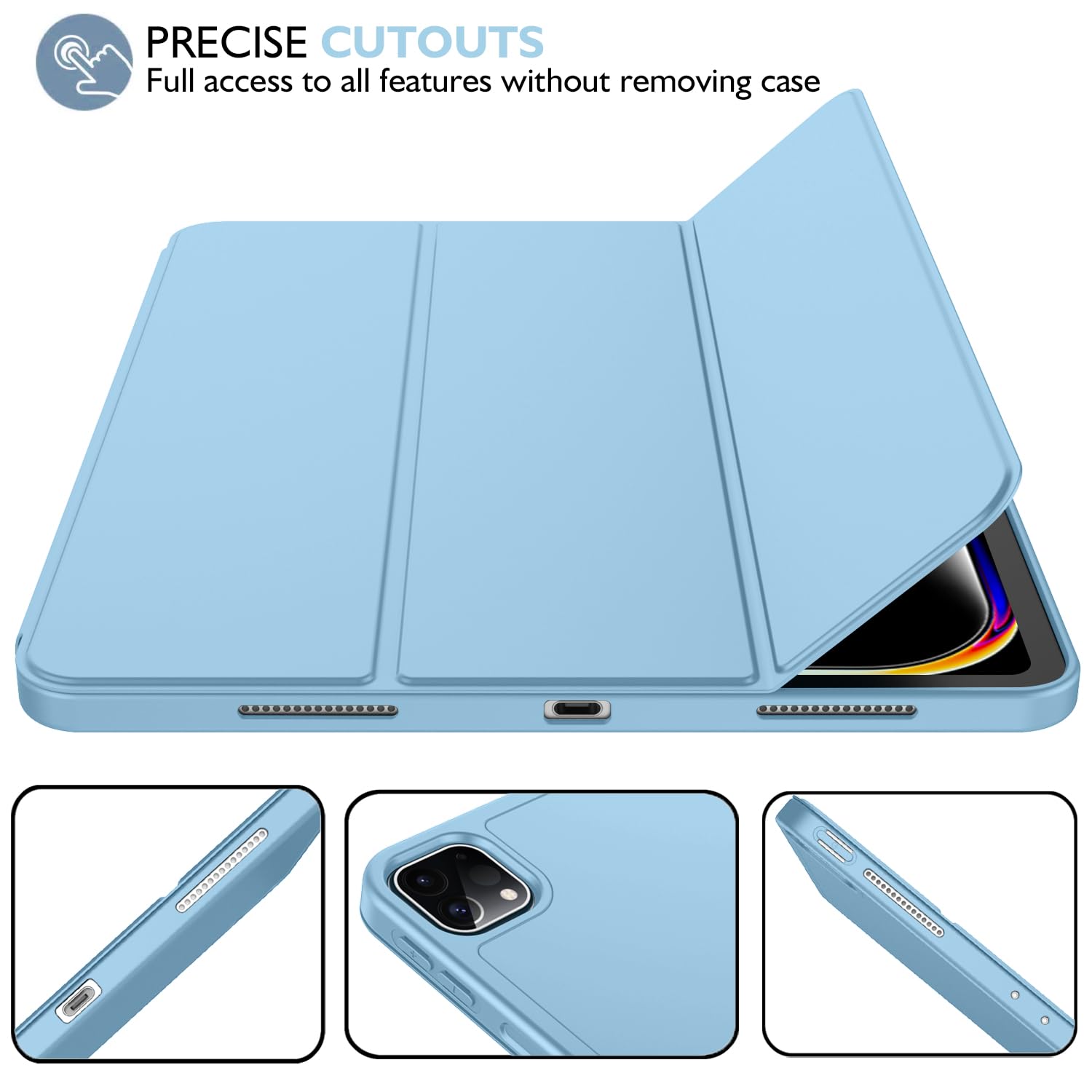 Imieet For Ipad Pro 11 Inch Case M4 2024 (5Th Generation) With Pencil Holder, [Support Pencil Pro And Pencil (Usb-C)], Trifold S