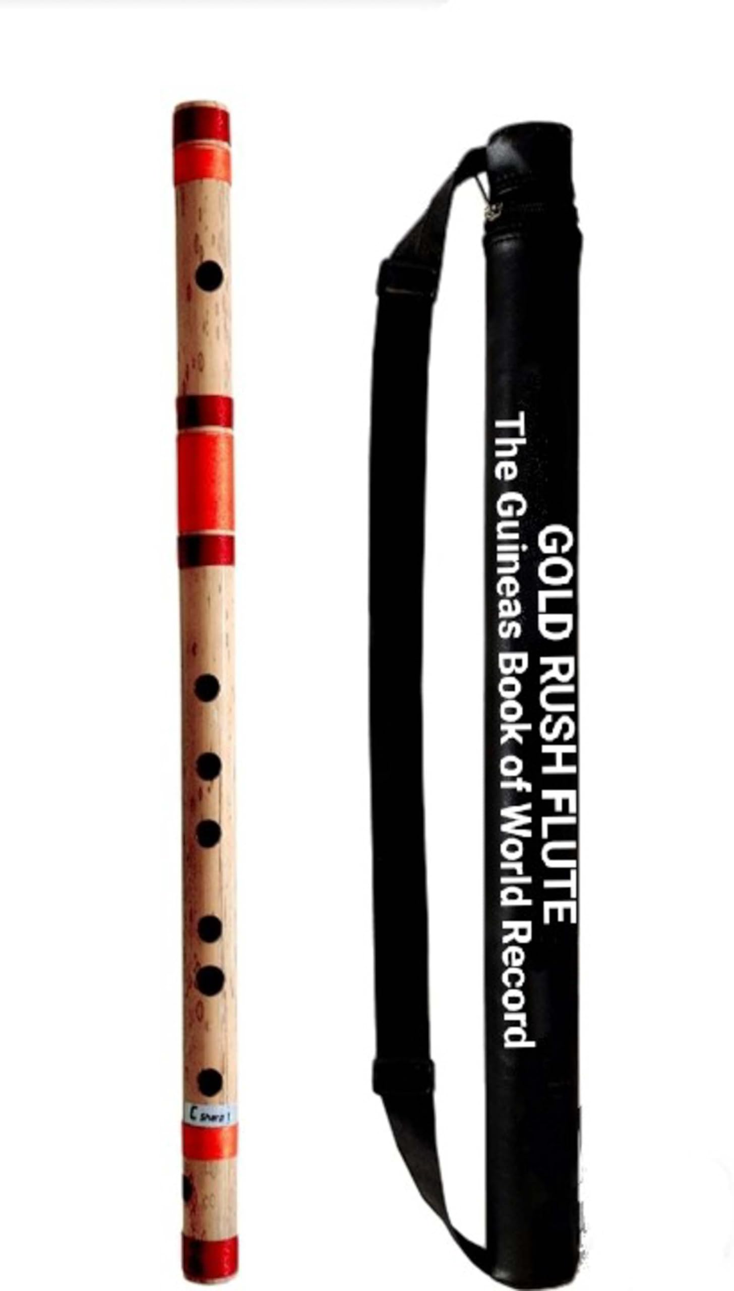 C Sharp Medium Professional Right Handed Bamboo Flute 18.5 Inch Size 46 Cm Length With Free Carry Bag The Gold Rush Flute Is Win