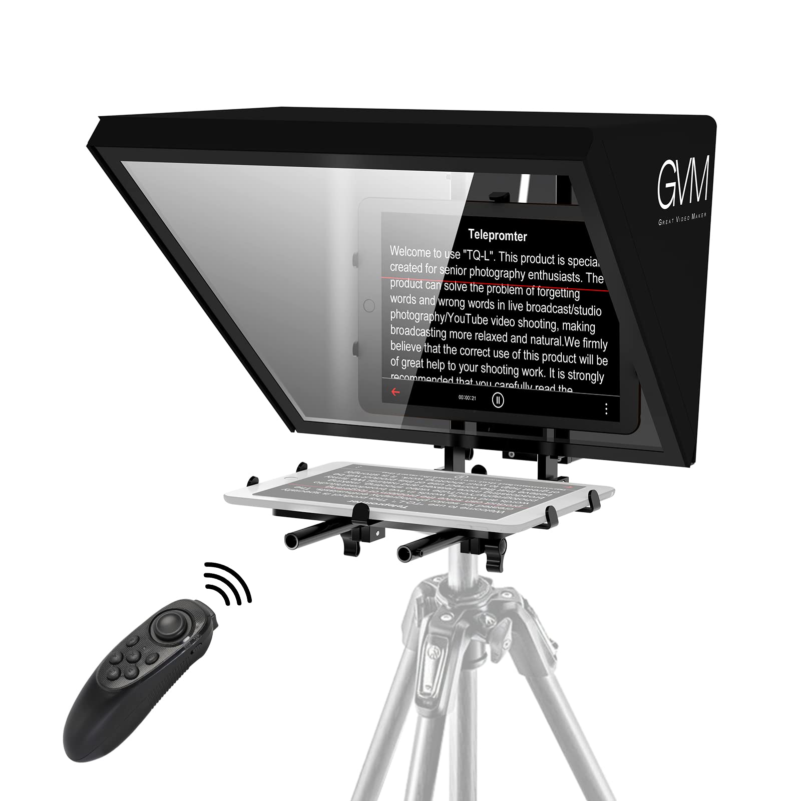 Gvm Teleprompters For Ipad Tablet Dslr Camera Portable 18'' Teleprompter Kit With Remote Control & App,Solid Aluminum Constructi