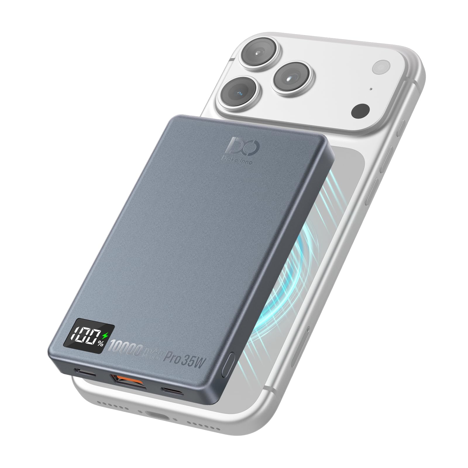 Magnetic Power Bank 10000mAh, PD 35W Fast Charging Portable Charger, Gray