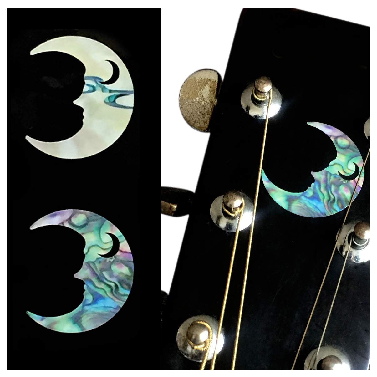 Crescent Moon SET Inlay Sticker Decals Guitar & Bass