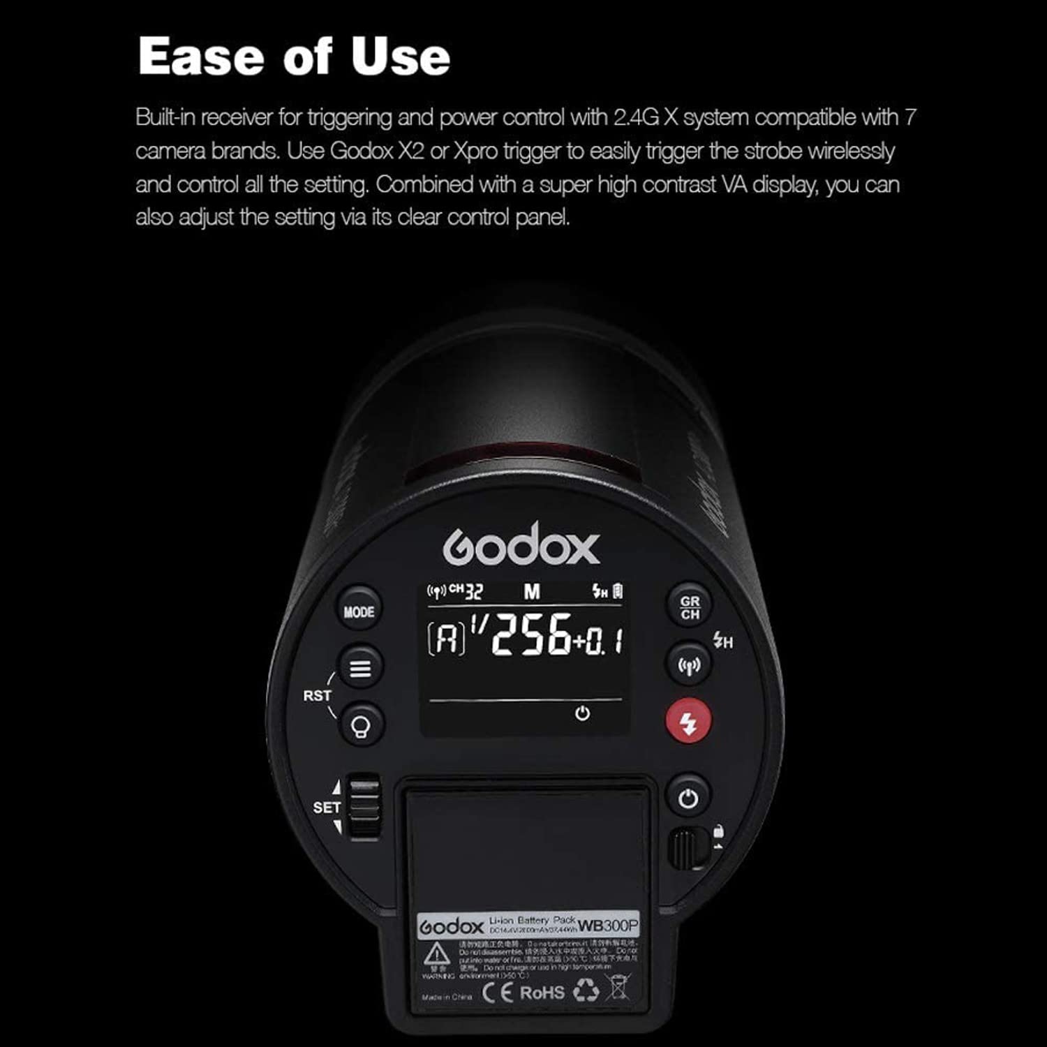 Godox Ad300 Pro Godox Ad300Pro Godox Flash For Canon Sony Nikon Fuji Olympus Panasonic Camera,Ttl 2.4G Hss 1 / 8000S Outdoor Str