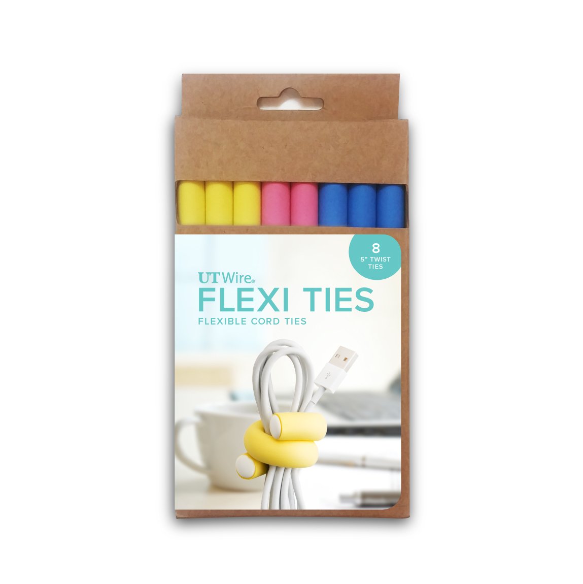 UT Wire 5 Inch Flexi Ties , Yellow/Pink/Blue