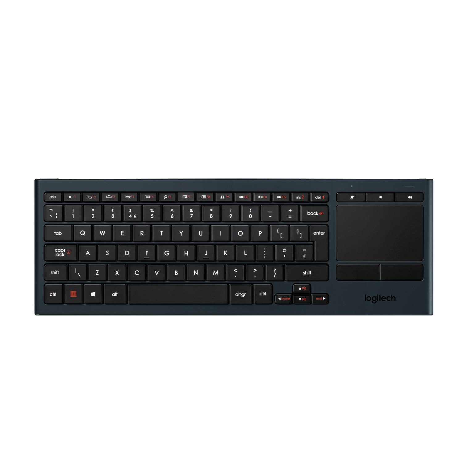 Logitech K830 Illuminated Living Room Keyboard With Built In Touchpad   Easy Access Media Keys And Shortcut Keys For Windows Or