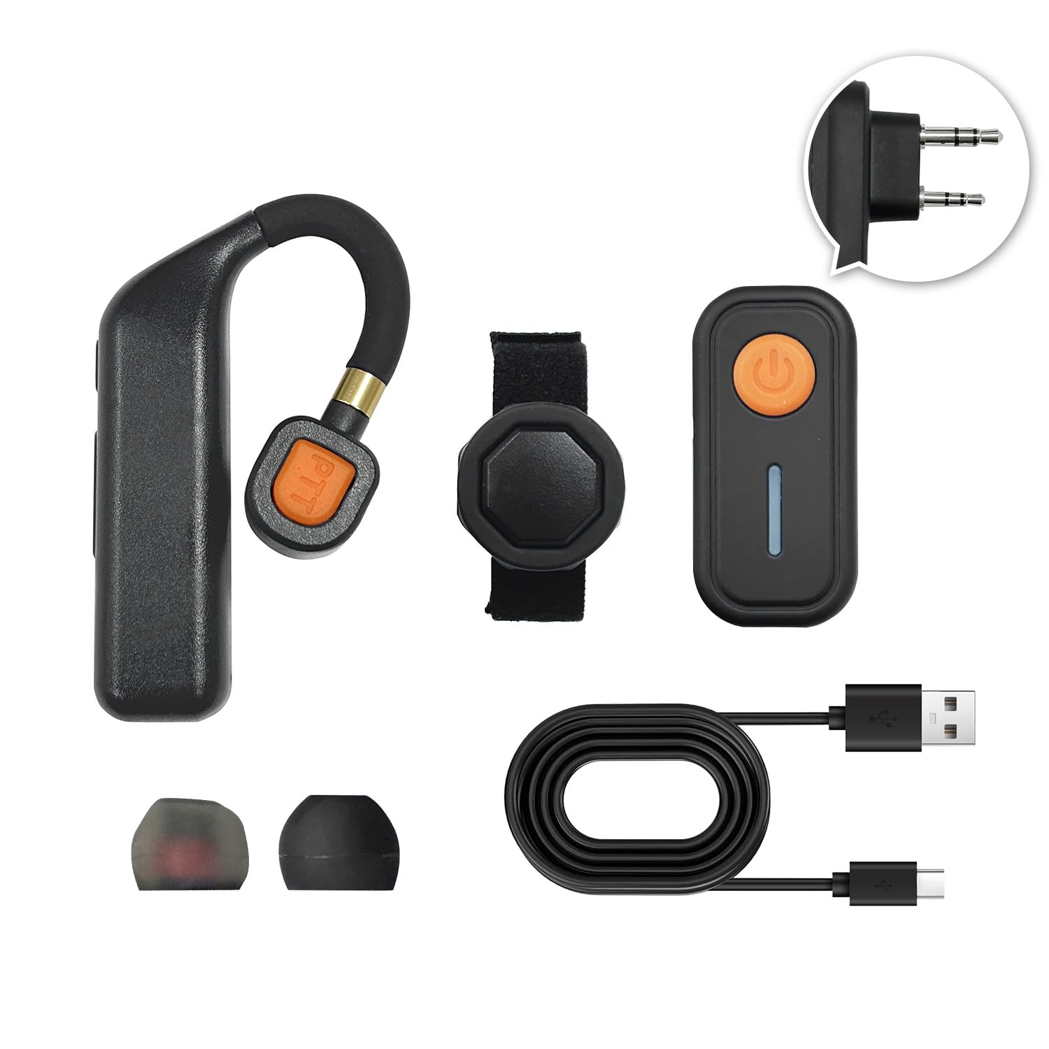 KPBAB Wireless Walkie Talkie Earpiece Kit with Bluetooth Adapter, 3Piece