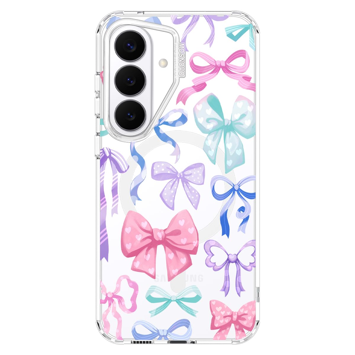 MOSNOVO for Samsung Galaxy S26 Clear Case, Fit for MagSafe, 6.6ft Military-Grade Shockproof Magnetic Protective Phone Cover,Bows