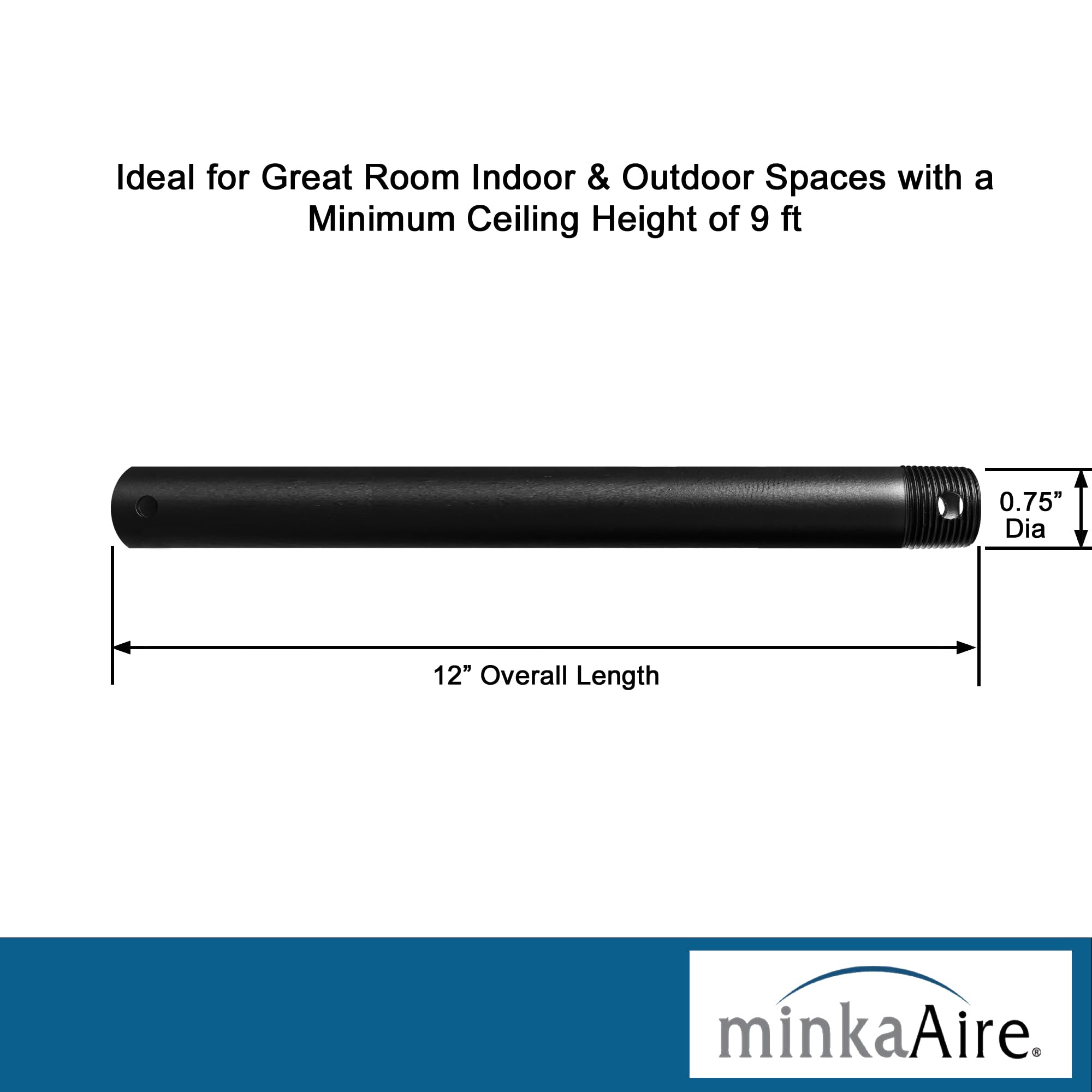 Minka Aire 12 Inch Ceiling Fan Downrod   Coal   Dr512 Cl