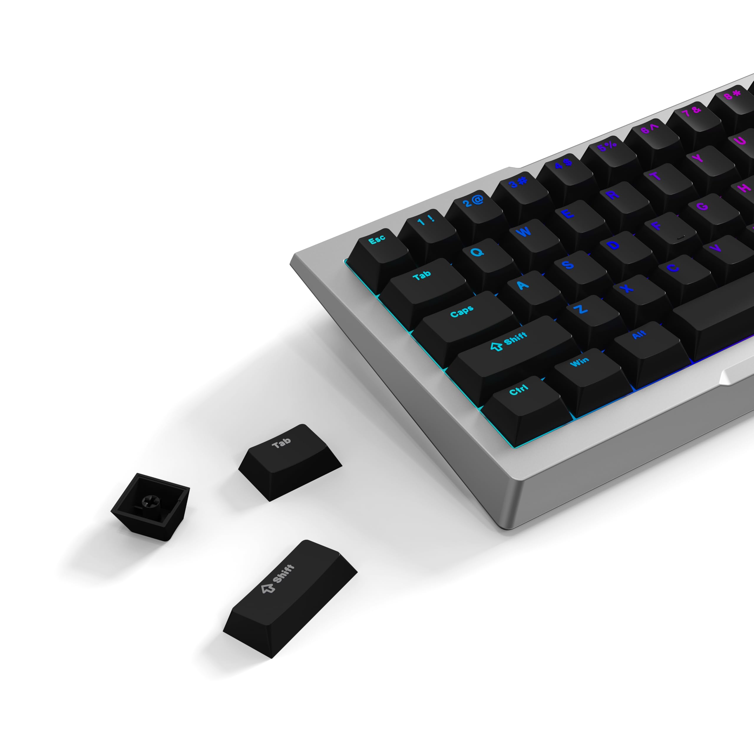 Pwnage Full Pbt Keycap Set   Double Shot Pbt Shine Through Full Keyboard Keycaps (Black)