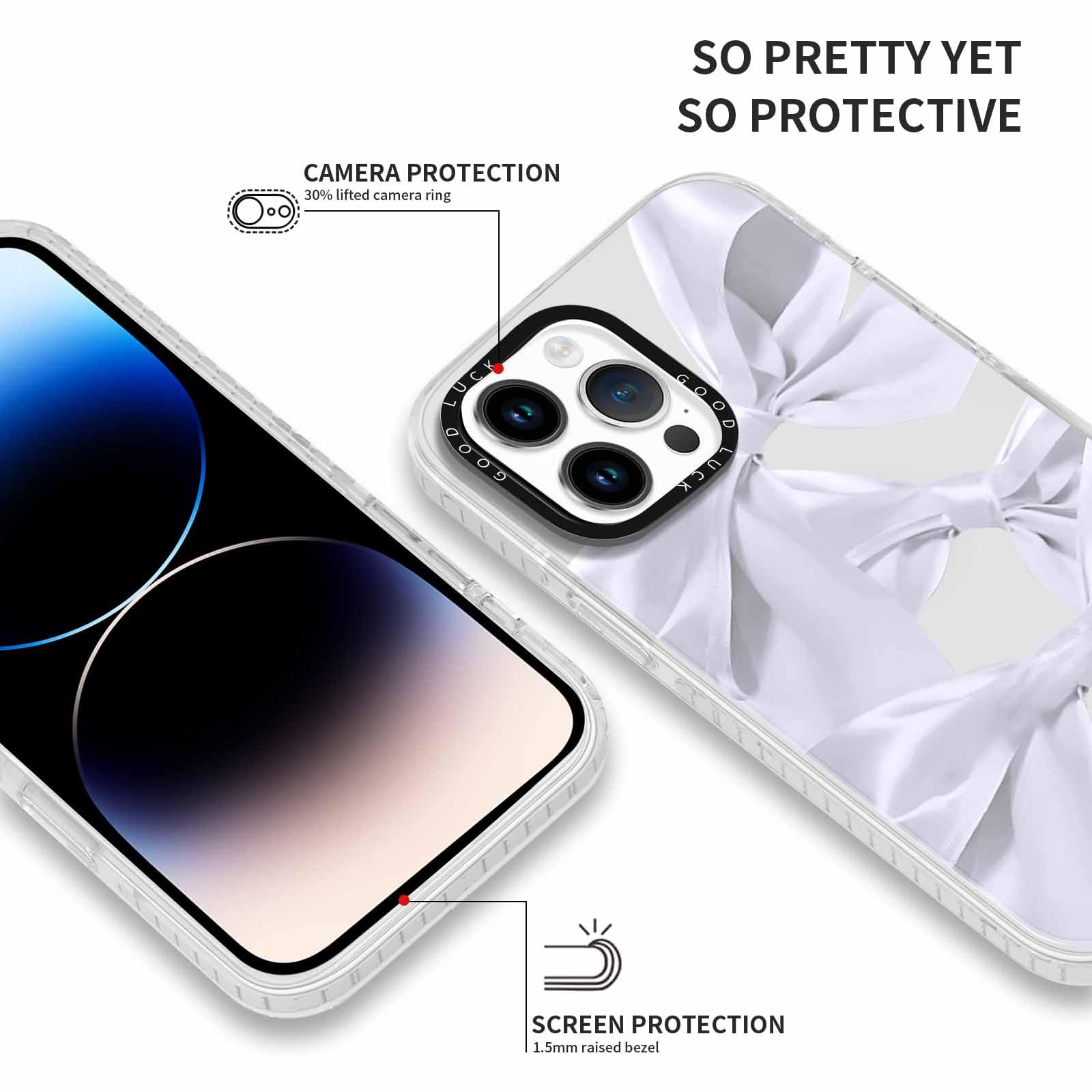 Rumdey 2 Pack Clear Bow Phone Case For Iphone 14 Pro Max 6.7 Inch, Cute Aesthetic Pattern Design Protective Soft Slim Shockproof