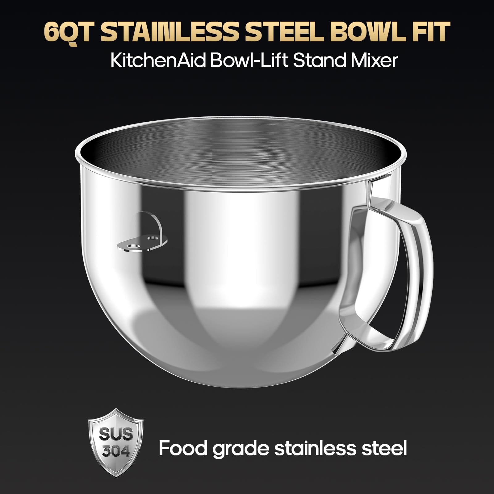 Hozodo Stainless Steel Bowl For Kitchenaid, Fits 6Q Bowl Lift Stand Mixer For Kitchen Aid Bowl, Stainless Steel Kitchenaid Attac
