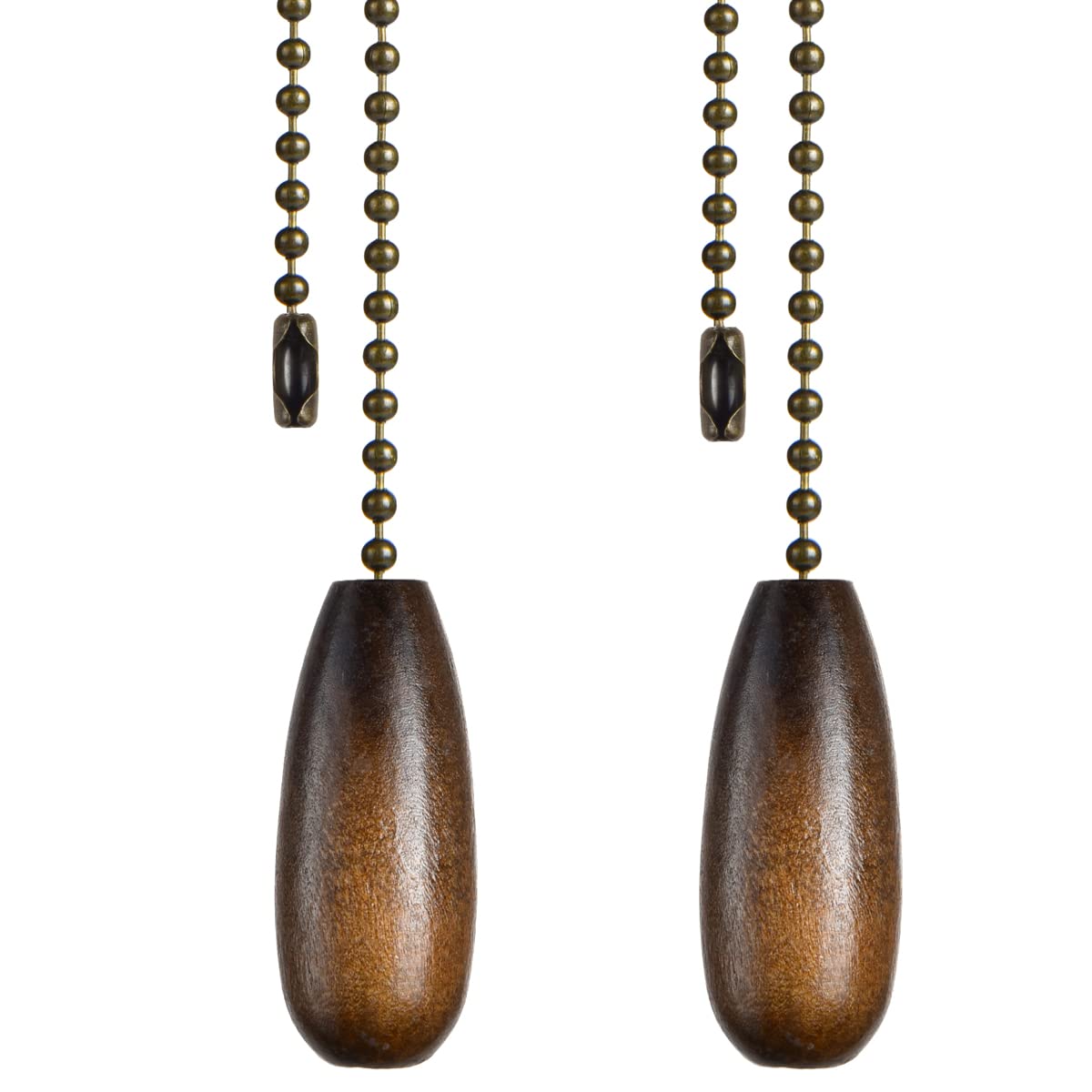 Ceiling Fan Pull Chain, 2 Pieces 12 Inch Long 3Mm Diameter Beaded Ball Chains Bronze With Walnut Wooden Pulls Cord