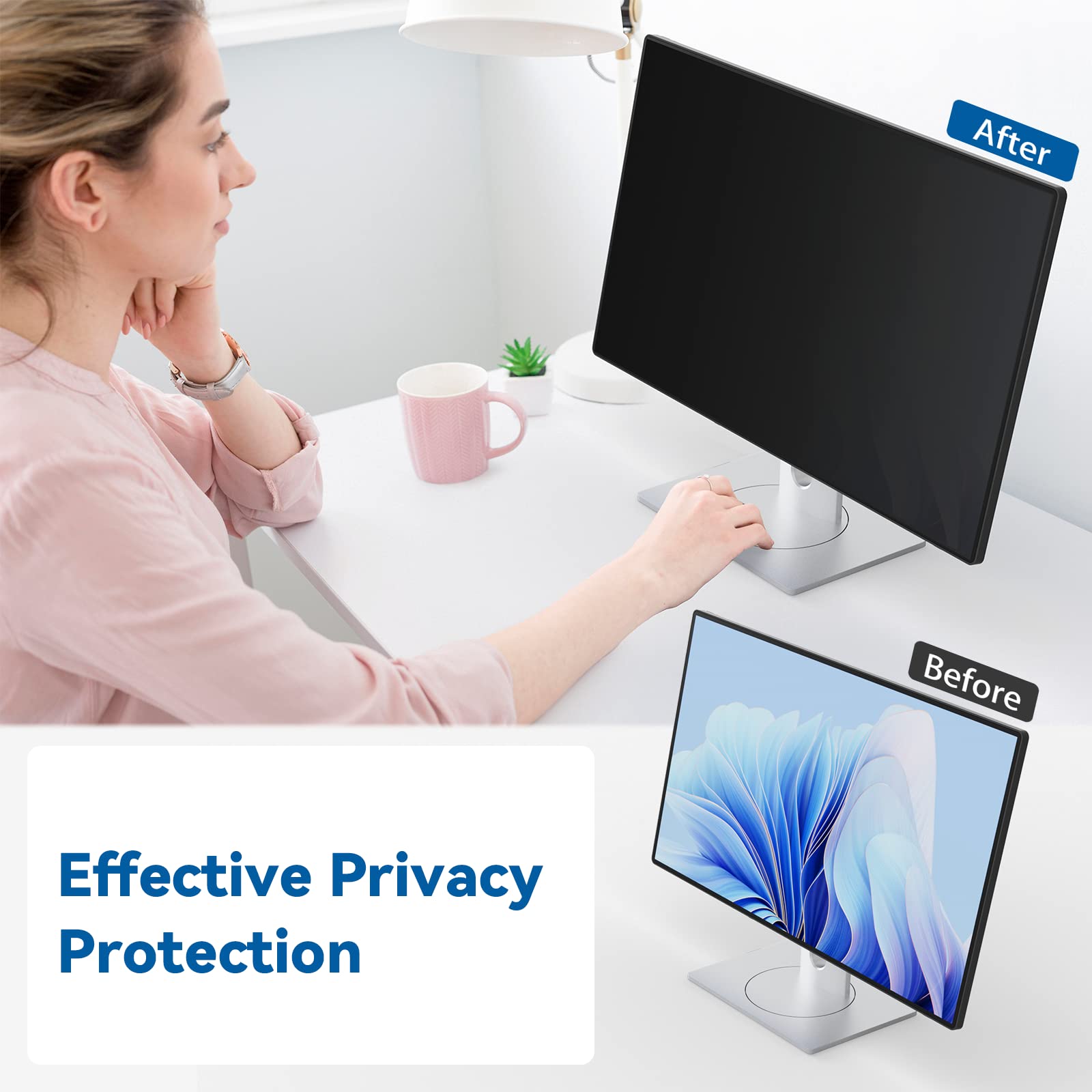 Iprokko [2 Pack] 24 Inch Computer Privacy Screen Filter For 16:10 Widescreen Monitor, Removable 24In Anti Blue Light Glare Priva