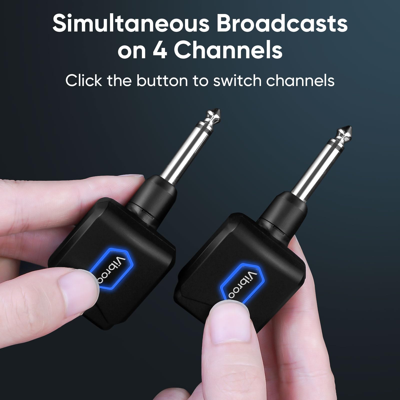 Vibroo 5.8Ghz Wireless Guitar System, Charging Case Included, Wireless Transmitter And Receiver With 4 Channels For Guitars Bass