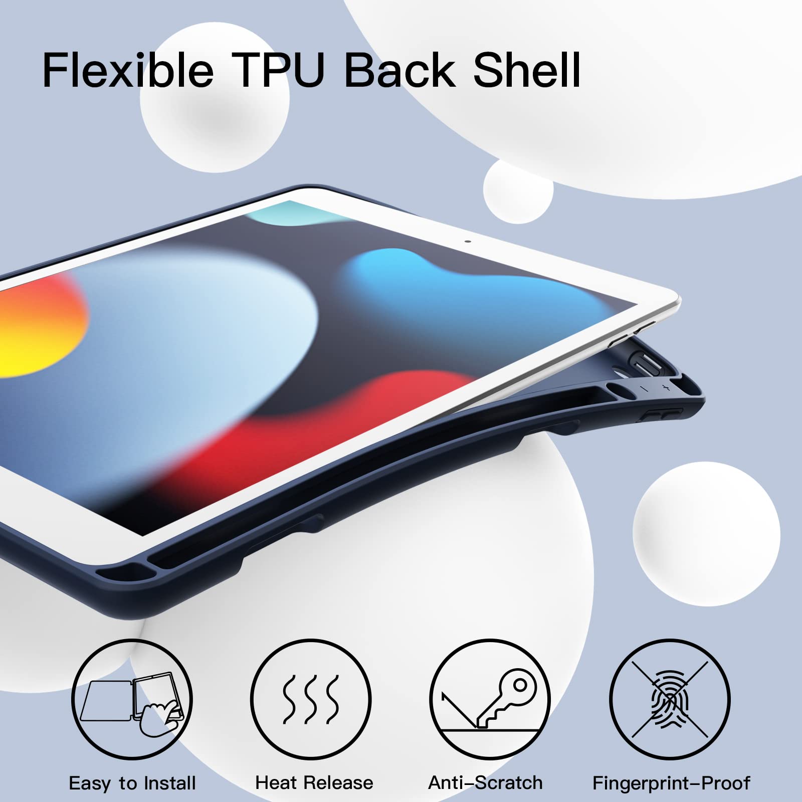 Jetech Case For Ipad 10.2 Inch 2021/2020/2019 (9Th/8Th/7Th) Model With Pencil Holder, Slim Tablet Cover With Soft Tpu Back, Auto