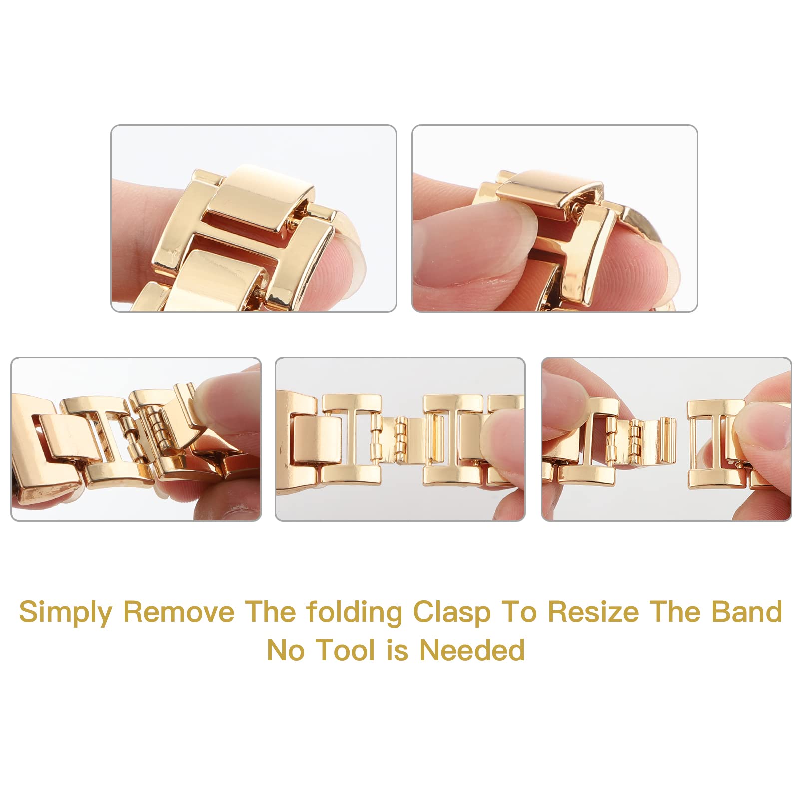 Wonmille Extra 3 Extension 0.8'' Width Links For Smart Watch Band Of Our Shop, Suitable For All Chains With A Width Of 2Cm (Gold