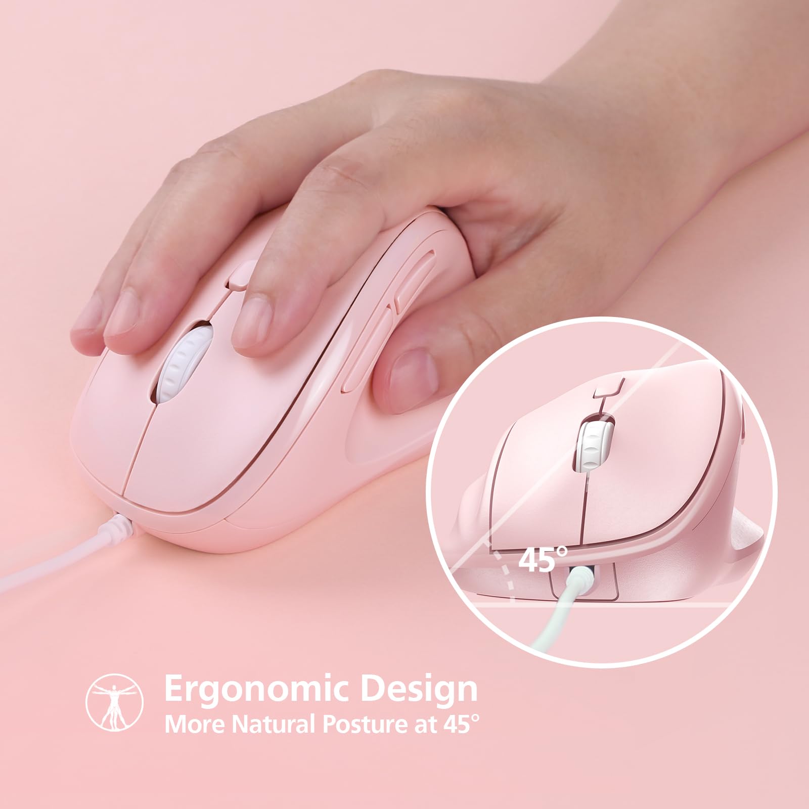 MICROPACK Ergonomic Wired Mouse for PC/Laptop - Vertical Design, Silent Clicks, 3200 DPI, Green