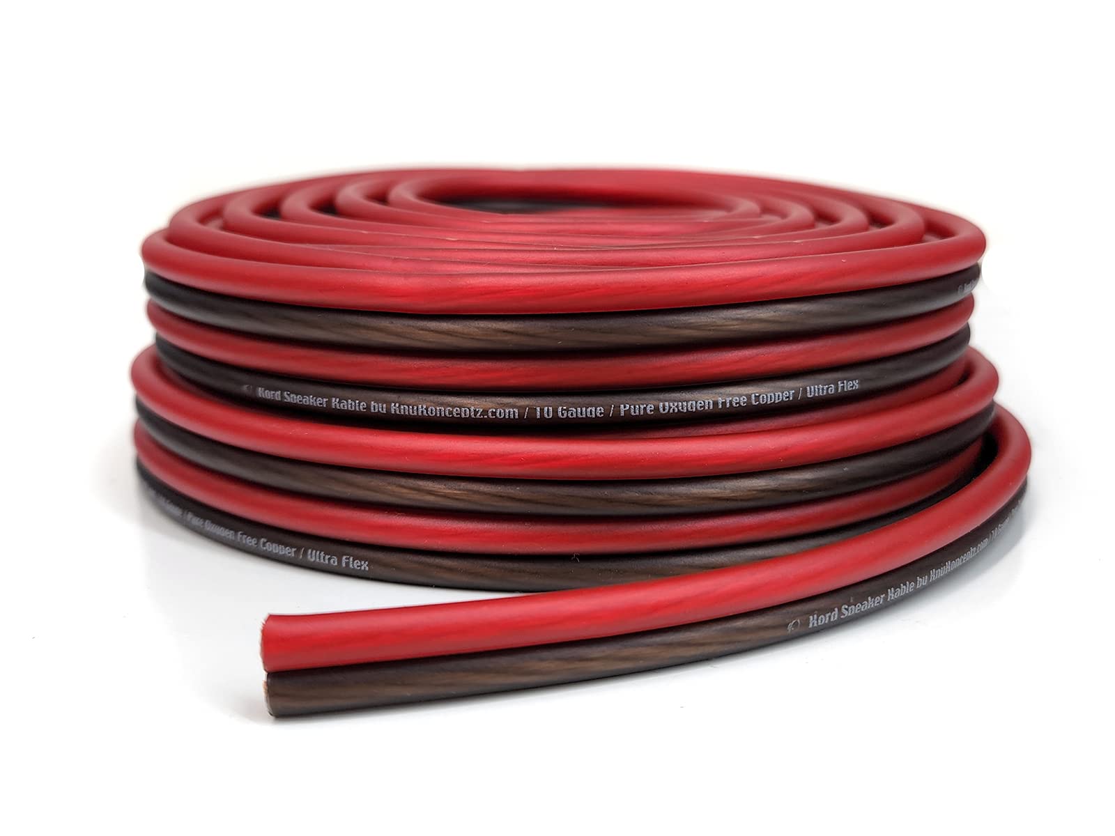 KnuKonceptz Kord Speaker Kable 10 Gauge Oxygen Free Copper Speaker Wire 100 Red/Black