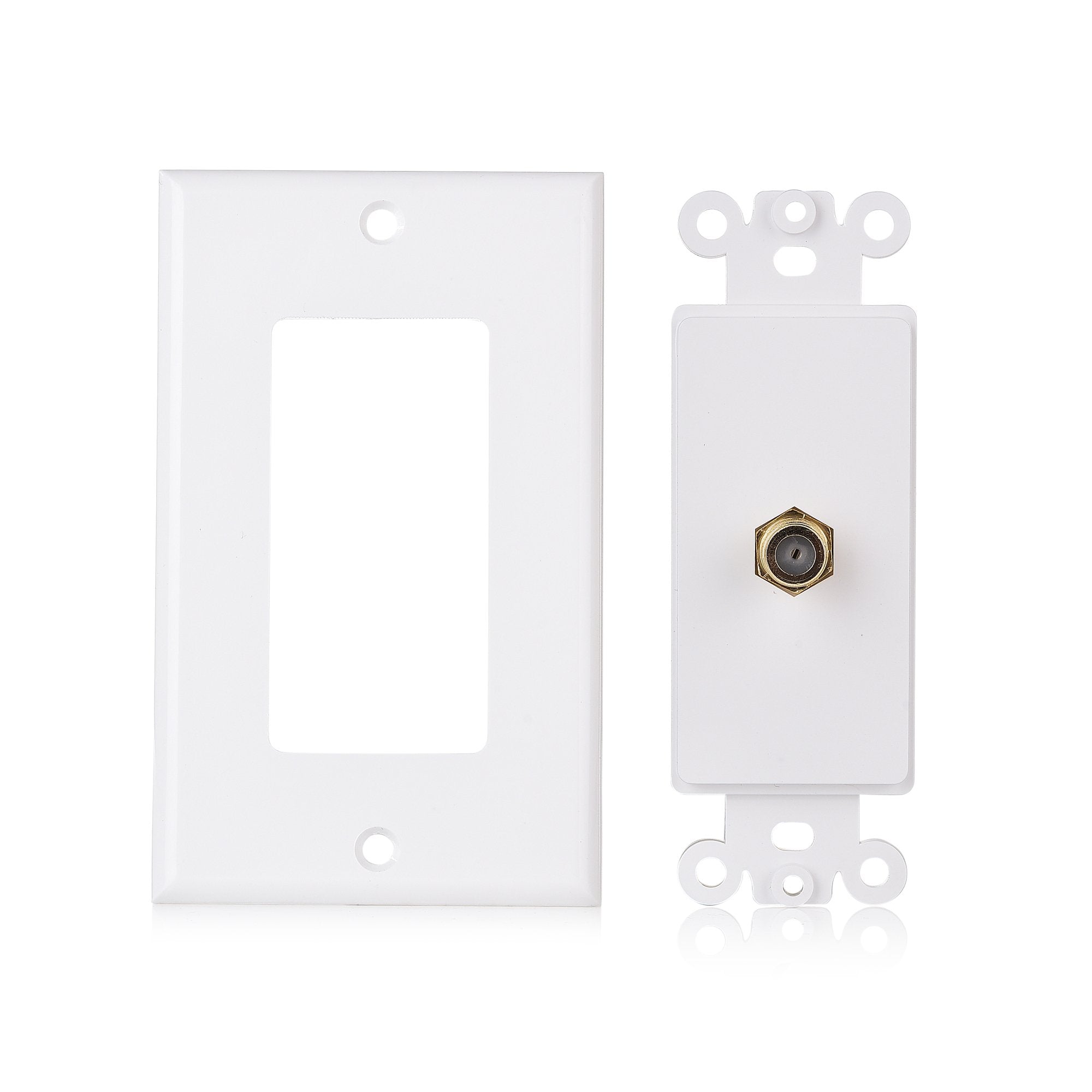 Cable Matters 2 Pack 1 Port TV Cable Wall Plate (Coax Wall Plate) in White