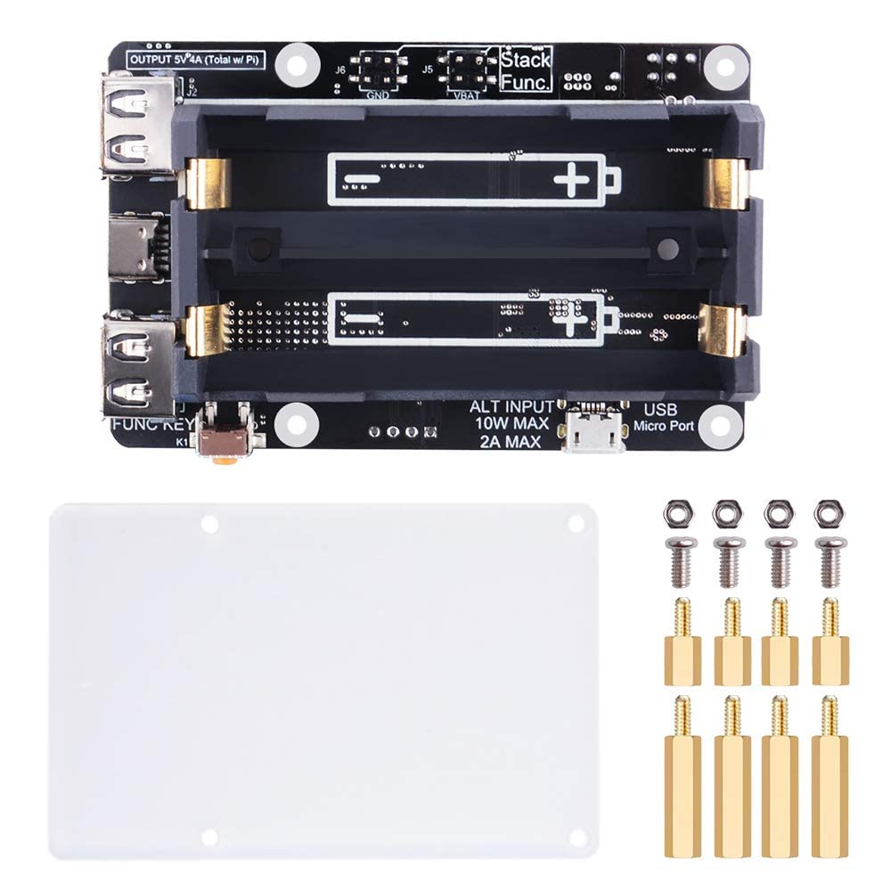 GeeekPi UPS V5 Power Supply Uninterruptible UPS HAT for Raspberry Pi, Support 18650 Battery Charger Power Bank Power Management 
