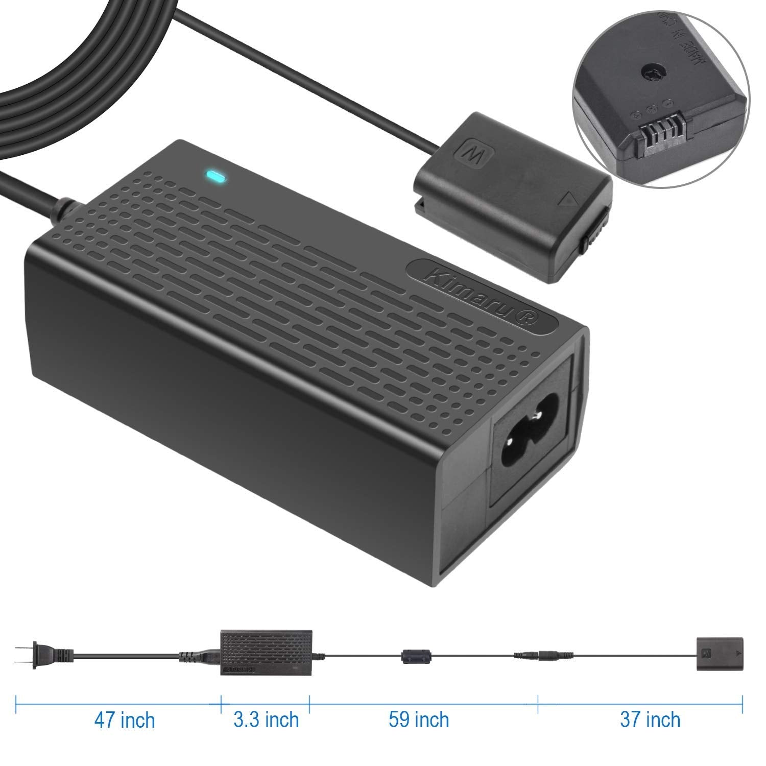 Kimaru Ac Pw20 Power Supply Adapter Np Fw50 Dummy Battery Kit For Sony Alpha Zv E10 A6000 A6100 A6300 A6400 A6500 A5000 A5100 A7 A7Ii A7Rii A7S A7Sii Rx10Ii Iii Iv Nex3/5/6/7 Cameras.