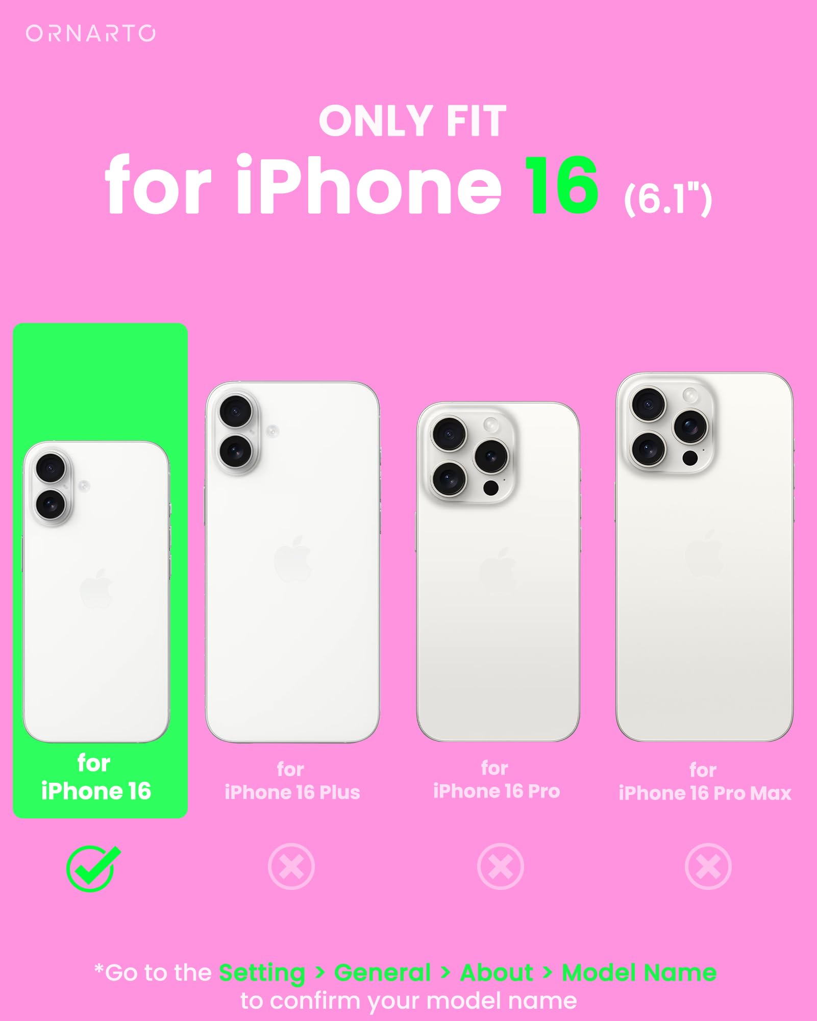 Ornarto Air Case For Iphone 16 Clear, Compatible With Magsafe, Military Grade Drop Protection Cover With Built In Air Hot Pink