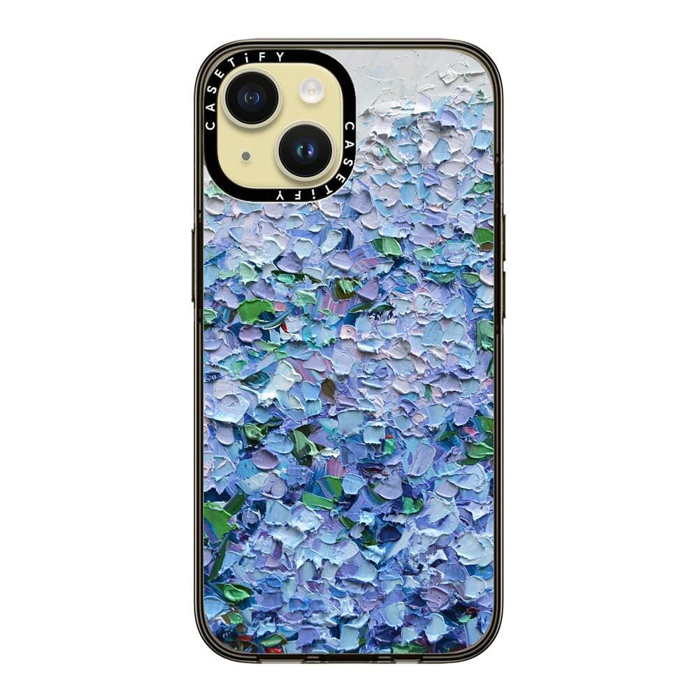 Casetify Compact Case For Iphone 15 [2X Military Grade Drop Tested / 4Ft Drop Protection]   Nantucket Blue Hydrangeas   Clear Bl