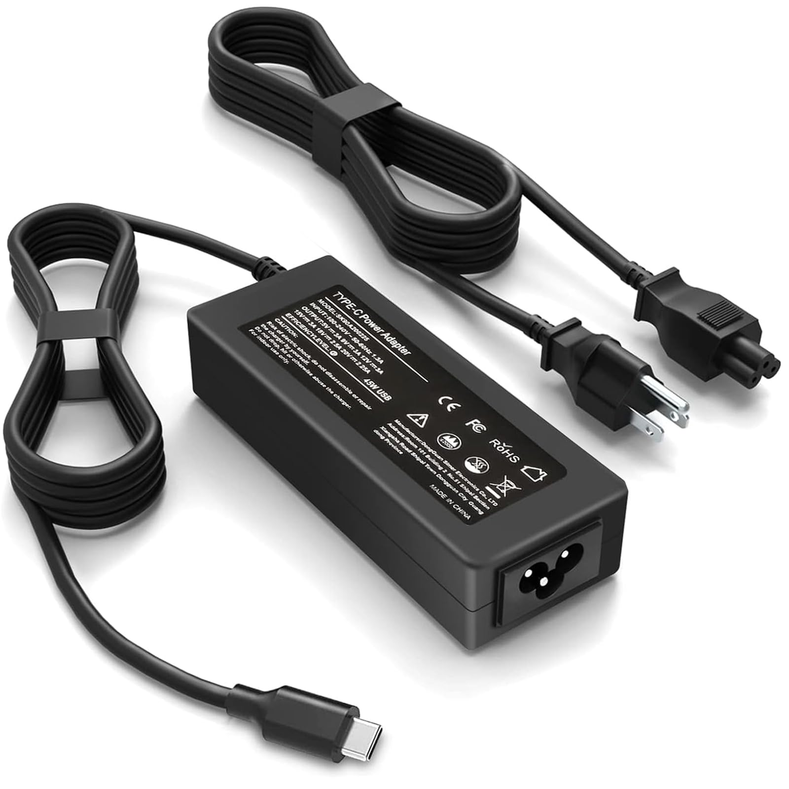 Universal 45W Usb C Chromebook Laptop Charger, Compatible With Hp Acer Asus Samsung Google Power Supply With Cord