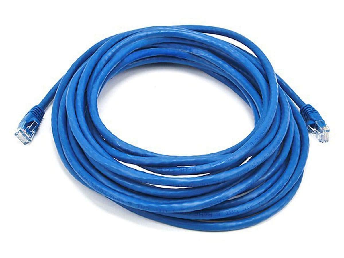 Monoprice 25Ft 24Awg Cat6 550Mhz Utp Ethernet Bare Copper Network Cable   Blue