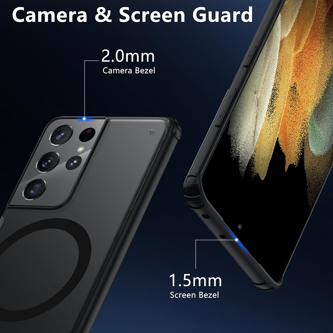 Tianniuke Magnetic Case For Samsung Galaxy S21 Ultra,Compatible With Magsafe,Adjustable Kickstand,Translucent Matte Anti Fingerp