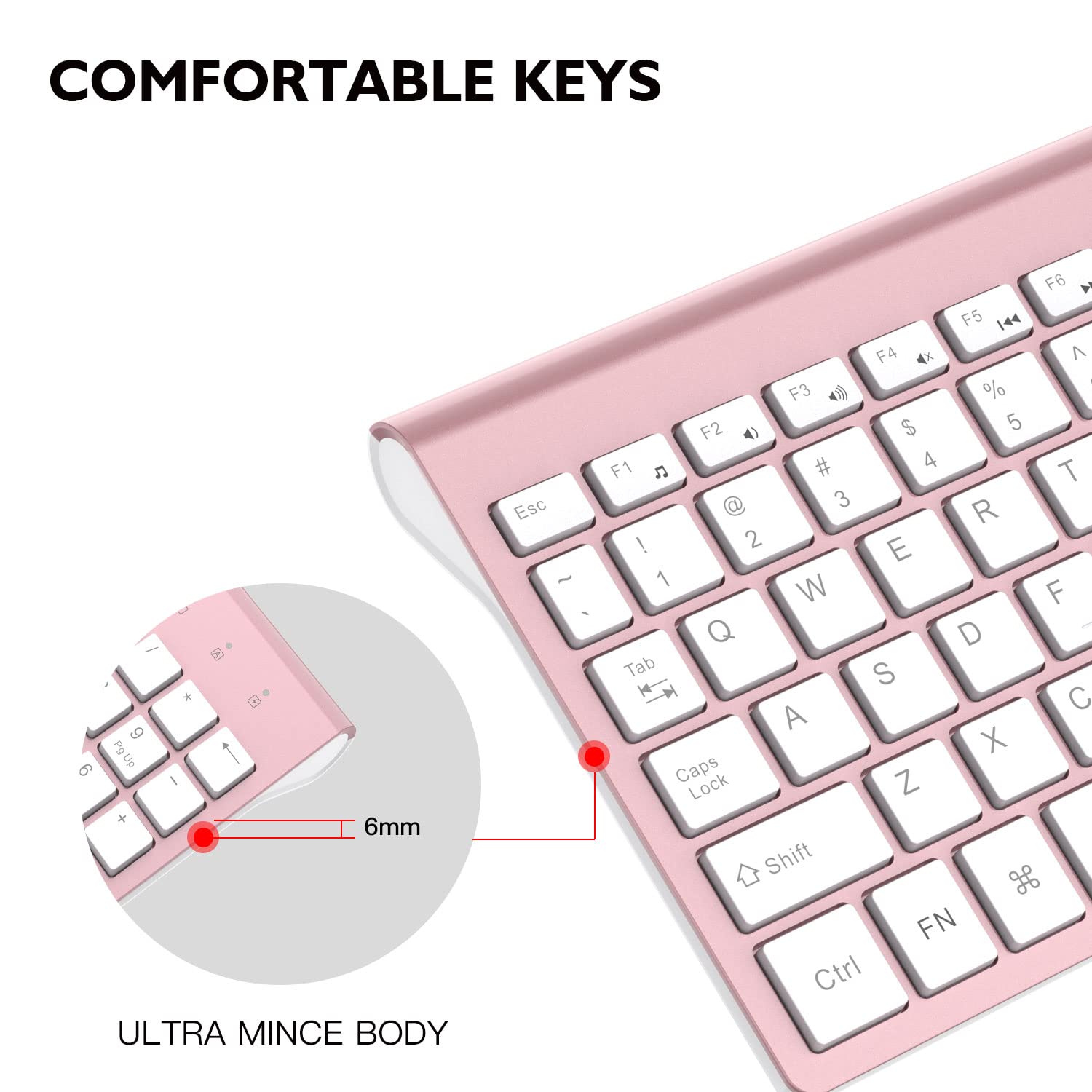 Cimetech Wireless Keyboard And Mouse Combo, Compact Full Size Wireless Keyboard And Mouse Set 2.4G Ultra-Thin Sleek Design For W
