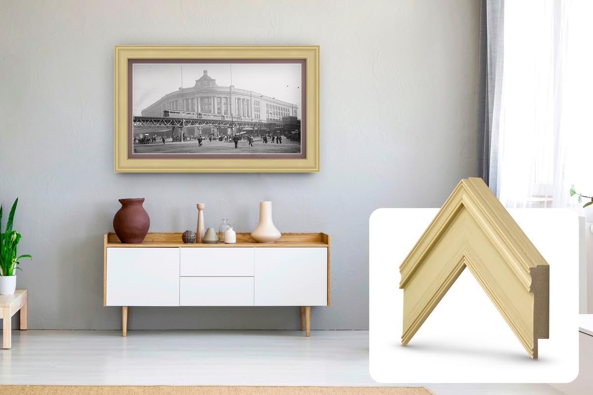 Frame My Tv Deco Tv Frames   Antique White Smart Frame Compatible Only With Samsung The Frame Tv (55', Fits 2021 2024 Frame Tv)