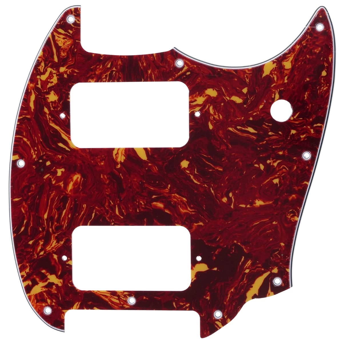 Musiclily Pro 9 Holes Round Corner Hh Guitar Pickguard 2 Humbuckers For Squier Bullet Series Mustang Electric Guitar, 4Ply Vinta