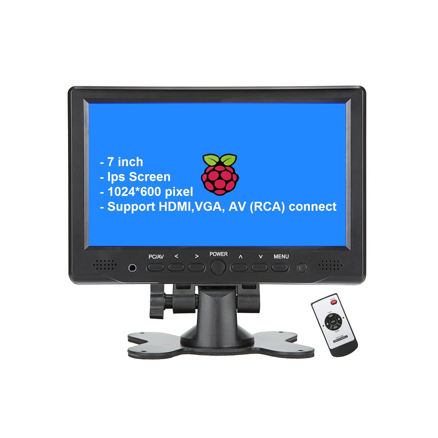 Loncevon 7 Inch Mini Small Monitor Hd 1080P Small Hdmi Monitor Portable Vga Monitor Lcd Screen For Pc/Tv/Dvd/Raspberry Pi/Camera