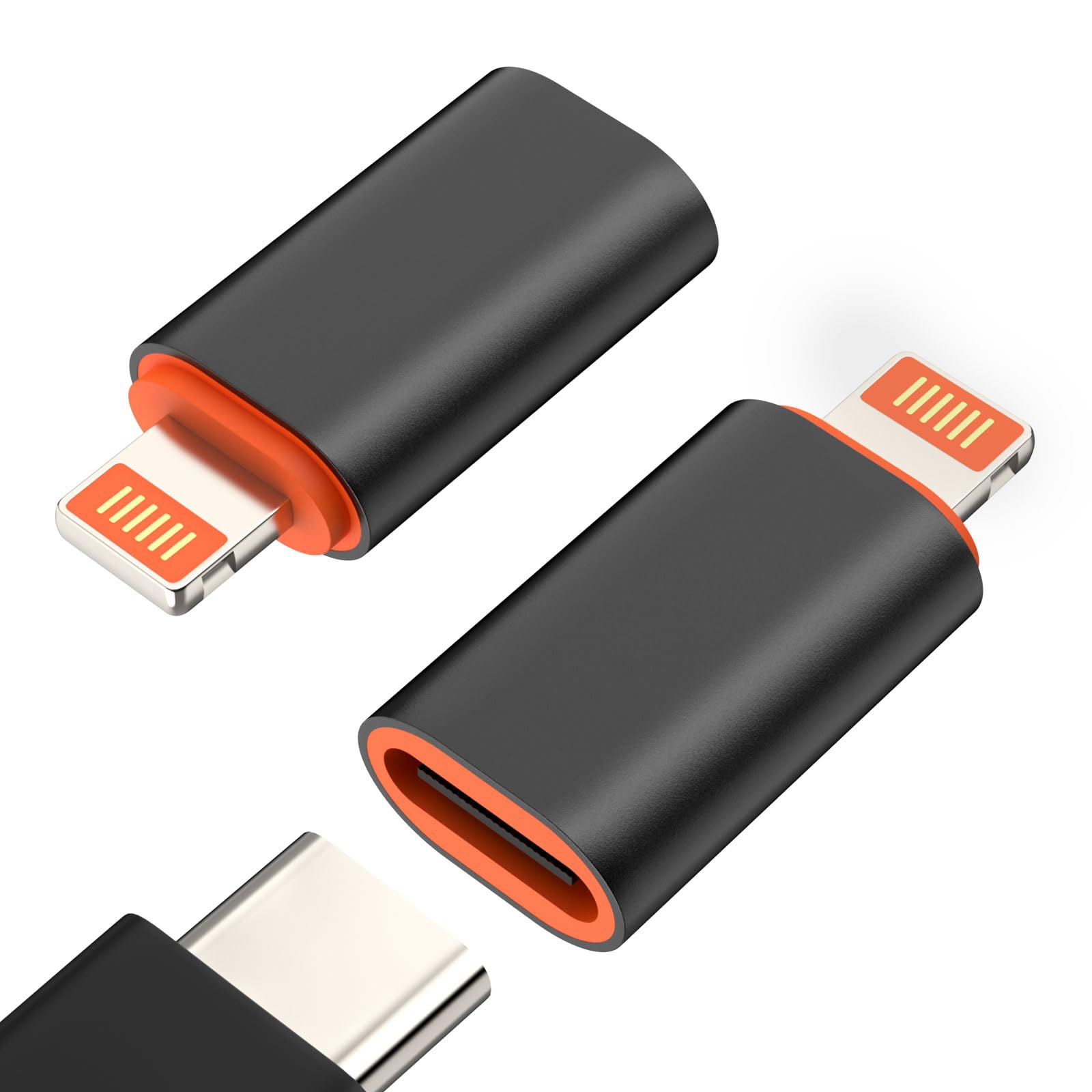 MoKo USB C to Lightning Adapter   2 Pack USB C Female to Lightning Male Adapter Supports 27W PD Fast Charging Data Transfer for iPhone 14/13/12/11/XS/XR/SE, iPad/iPod/AirPods, Not for Audio/OTG, Black
