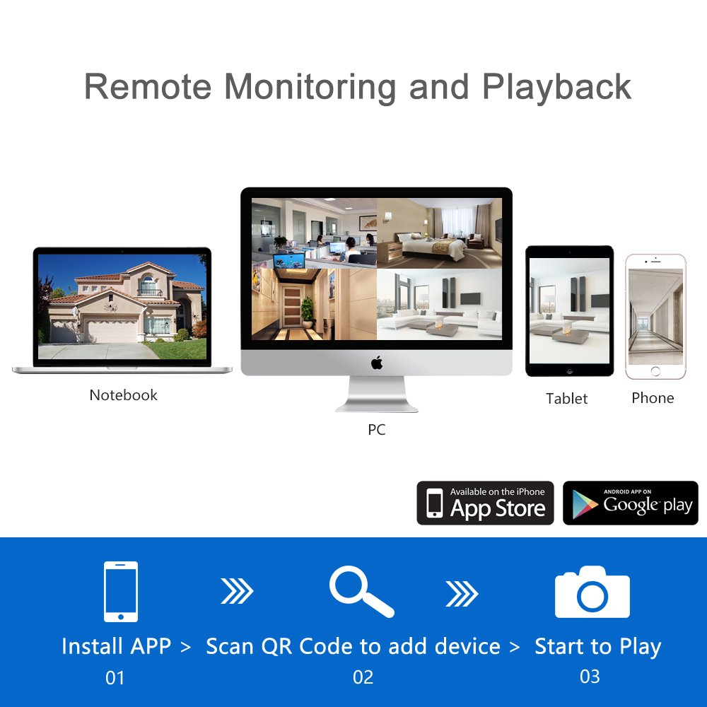 1080P Wireless Security Camera System, Firstrend 8Ch Wireless Nvr System With 8 Pcs 1080P Hd Security Camera And 3Tb Hard Drive Pre Installed, Cctv P2P For Indoor Outdoor For Home