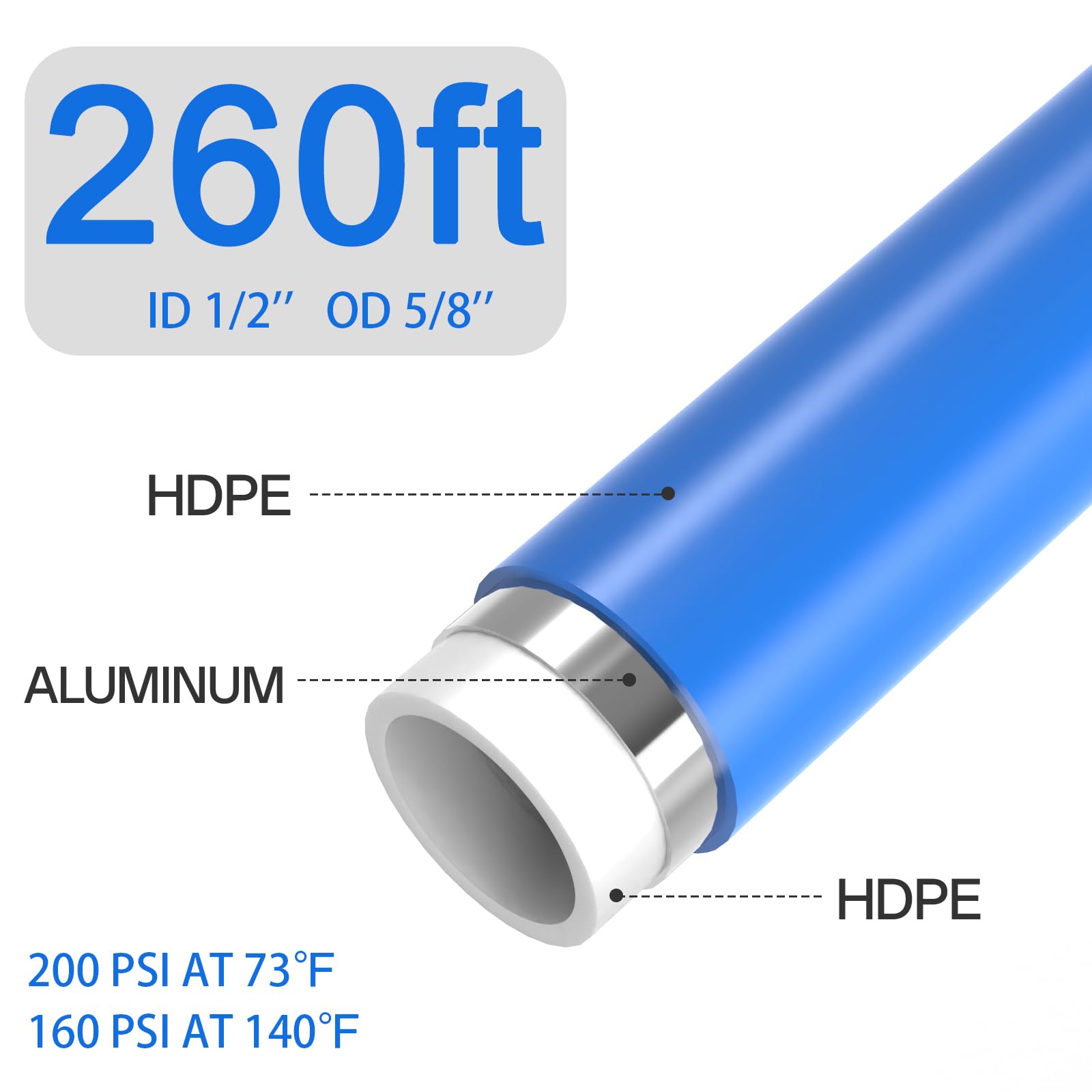 Shop Air Line Kit Compressed Air Piping System 1/2''  260Ft Hdpe Air Tubing Air Compressor Accessories