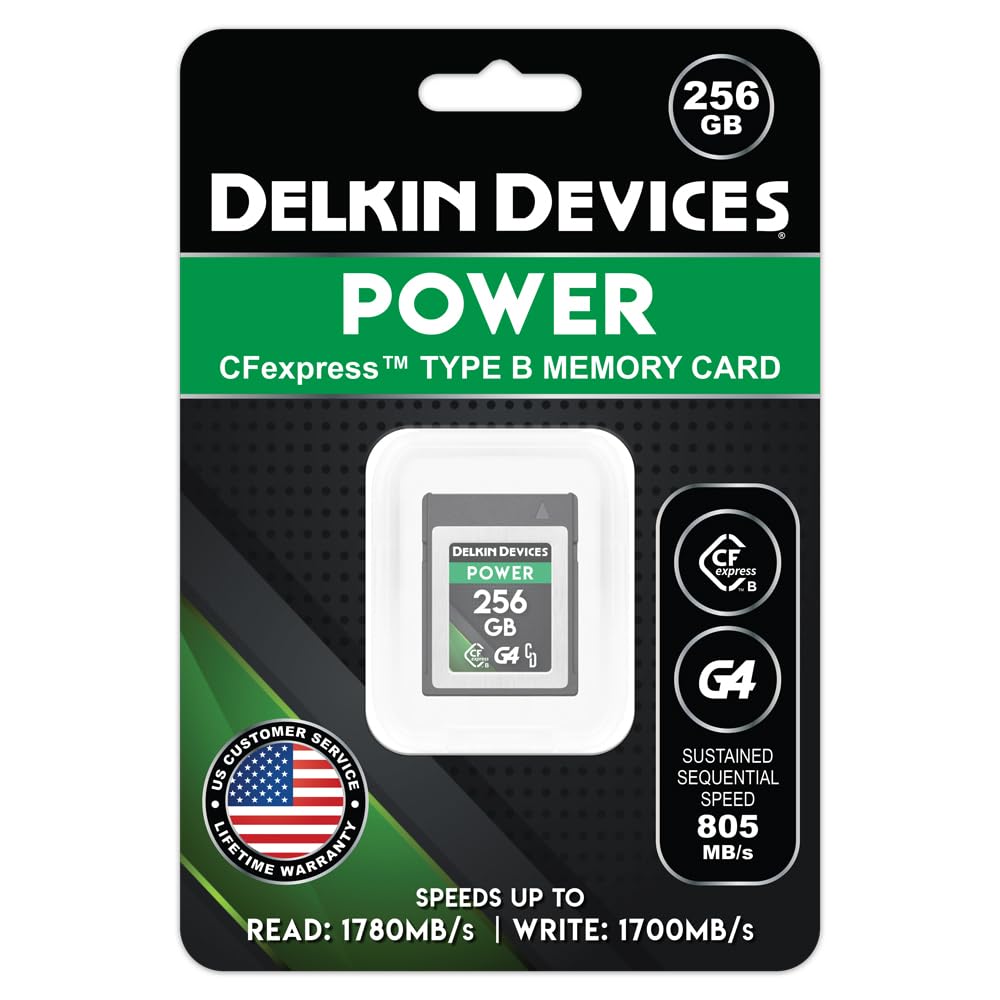 Delkin Devices 256GB CFexpress Type B G4 Memory Card | Up to 1780MB/s Read, 1700MB/s Write | Black