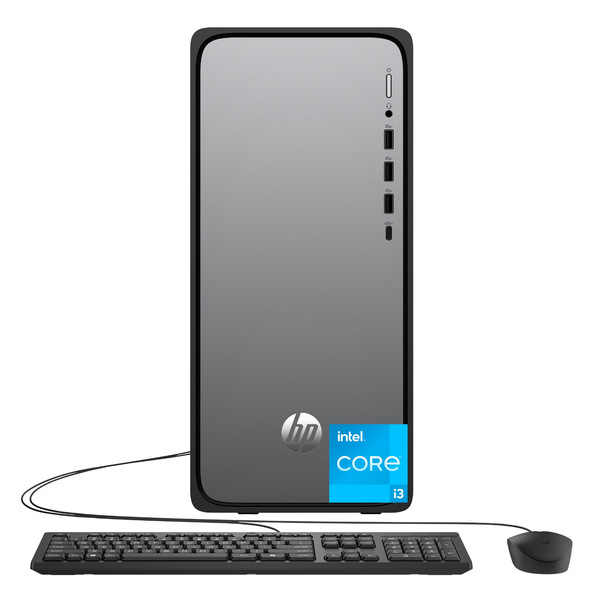 HP OmniDesk Desktop PC, Intel Core i3-14100, 8 GB RAM, 512 GB SSD, Intel UHD Graphics 730, Windows 11 Home, Microsoft Copilot, M
