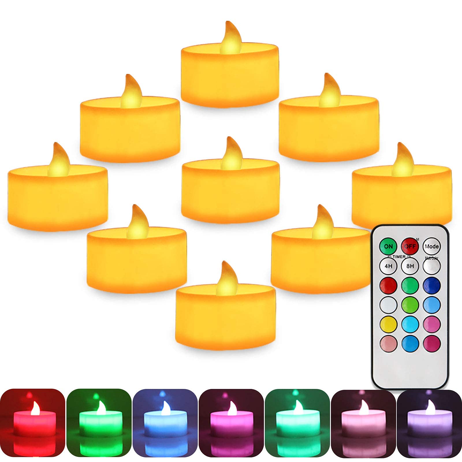 2.2'' Flameless Tea Light, Colorful Christmas Flickering Candles With Remote, Battery Operated Led Candles, Electric Candles For