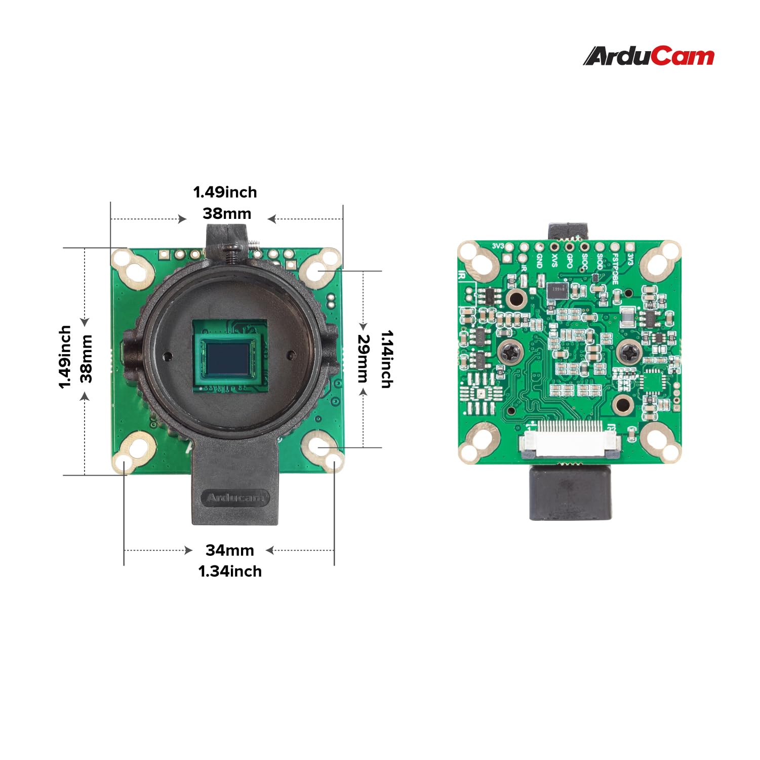 Arducam For Raspberry Pi Hq Camera, 12.3Mp Imx477 High Sensitivity Cmos Raspberry Pi 5 Camera, Comes With C Cs Adapter And Tripo