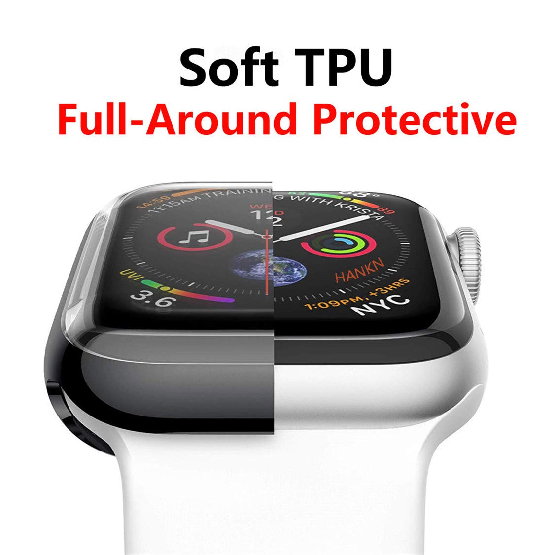 Hankn 4 Pack 45Mm Case Compatible With Apple Watch Series 9 8 7 45Mm Screen Protector Case, Soft Tpu Full Coverage Plated Shockp
