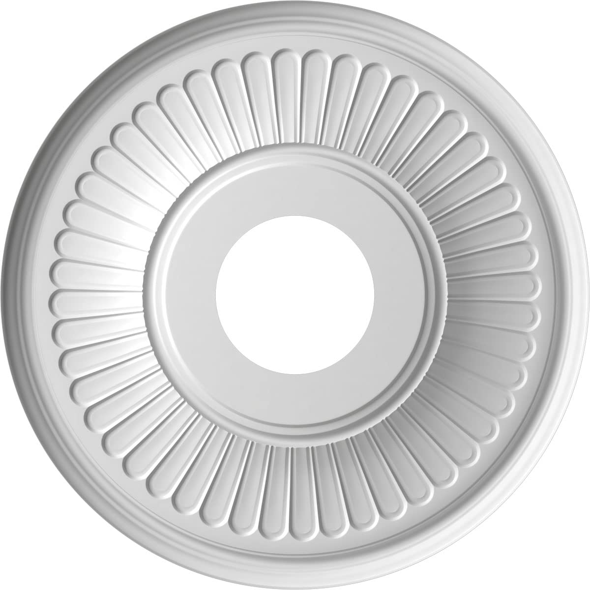 Ekena Millwork 13Od X 3 1/2Id X 3/4P Berkshire Thermoformed Pvc Ceiling Medallion (Fits Canopies Up To 5 3/4), Ultracover Satin